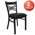 thumbnail image 3 of Flash Furniture 2 Pack HERCULES Series Black ''X'' Back Metal Restaurant Chair - Black Vinyl Seat, 3 of 9