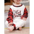 thumbnail image 4 of Family Matching Christmas Pajamas, Baby Romper/Letter Snowflake Pattern Long Sleeve Tops and Plaid Pants Sleepwear Set, 4 of 5