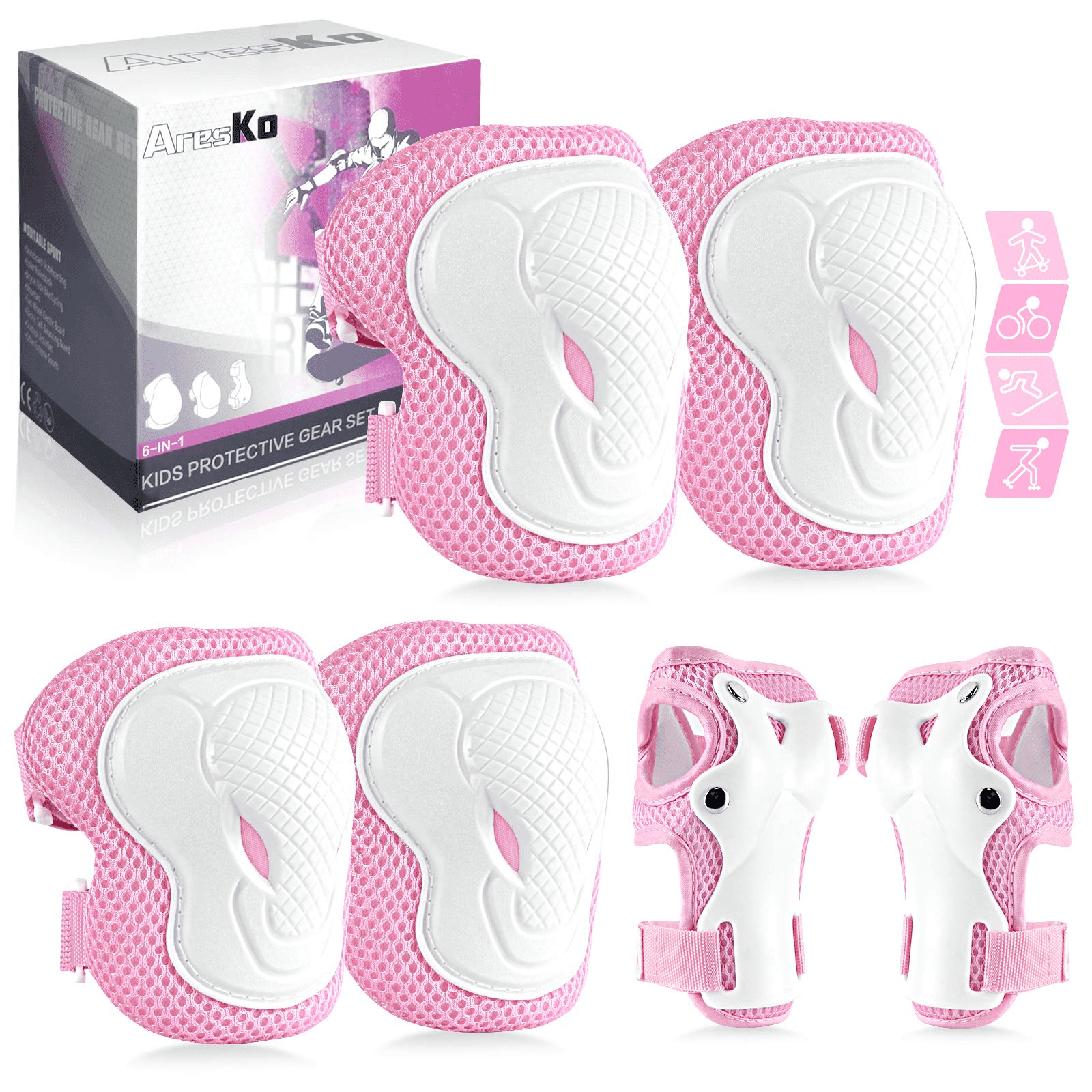Adjustable Knee Pads Set Protective Pads Classic Wrist Guards Toddler 6in1 CZ 