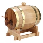 Oak Barrel with Stand Wooden Whiskey Barrel, 1.5L Vintage Oak Wood Wine Barrel Keg Bucket Home Brew Brewing Whiskey Dispenser Wine Making Barrels