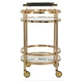 thumbnail image 3 of SAFAVIEH Sienna 2 Tier Modern Glam Round Bar Cart with Casters, Gold, 3 of 8
