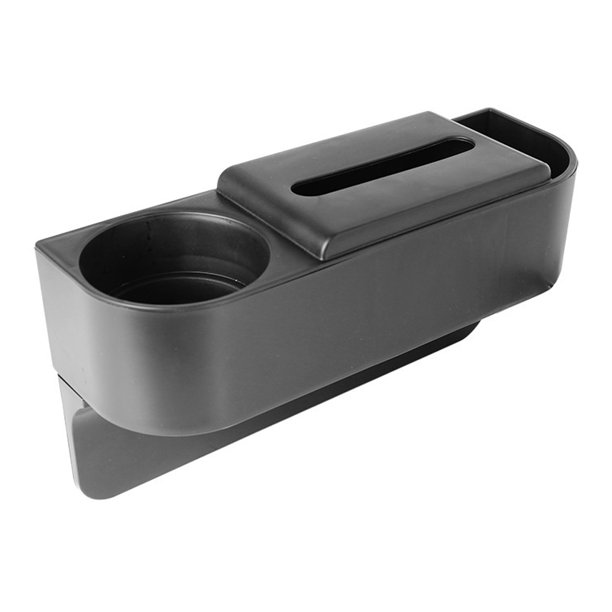 Caja de almacenamiento para el hueco del asiento del coche con portavasos, organizador multifuncional para la consola delantera, accesorios y almacenamiento interior, color negro