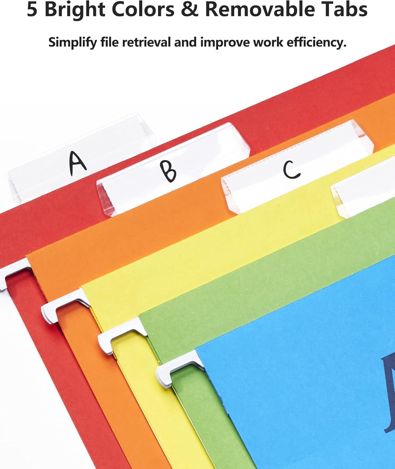 Oterri Hanging File Folders, A4 Size with 5 Elegant Colors to Choose, 1/5-Cut Adjustable Tab,15pcs Per Box