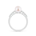 thumbnail image 2 of ANGARA Japanese Akoya Cultured Pearl Ring with Graduated Diamonds in 14K White Gold for Women | June Birthstone, Birthday, Anniversary, Jewelry Gift for Women | Pearl Ring, 2 of 12