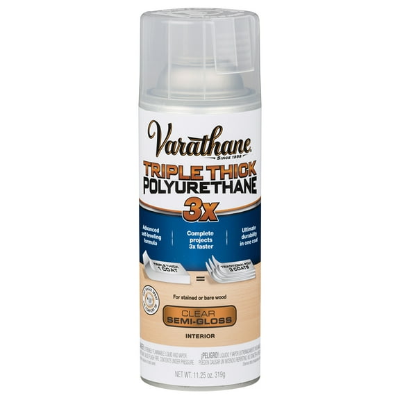 11 oz Rust-Oleum 318291 Varathane Triple Thick Polyurethane Spray, Semi-Gloss