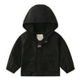 thumbnail image 2 of Gyexs Toddler Boys Windbreaker Casual Outerwear Kids Lightweight Zip Hooded Jacket Baby Cute Rain Coat (Black, 12-18 Months), 2 of 6