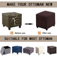 thumbnail image 4 of Housse d'Ottoman Carrée Pliable Rangement Housses d'Ottoman Jacquard Extensible Cube Repose-Pieds Repose-Pieds Protège-Tabouret avec Bande Élastique (Grand, Café), 4 of 7