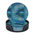 thumbnail image 1 of Posavasos de cuero de 6 piezas, bonitos posavasos de geoda turquesa y azul verdoso para bebidas, posavasos para tazas, regalo de inauguración de la casa, ideal para la decoración del hogar, 1 of 7