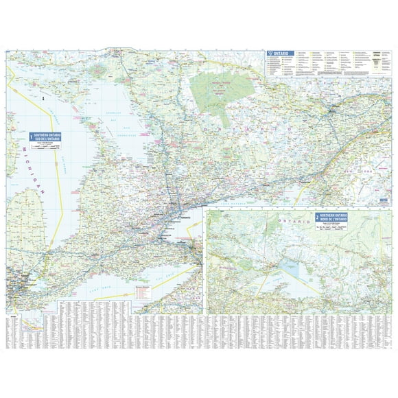 Lucidmap: Ontario Wall Map - South Portion with Northern Ontario Inset - 39.5 x 30.5 inch Poster - Front Lamination