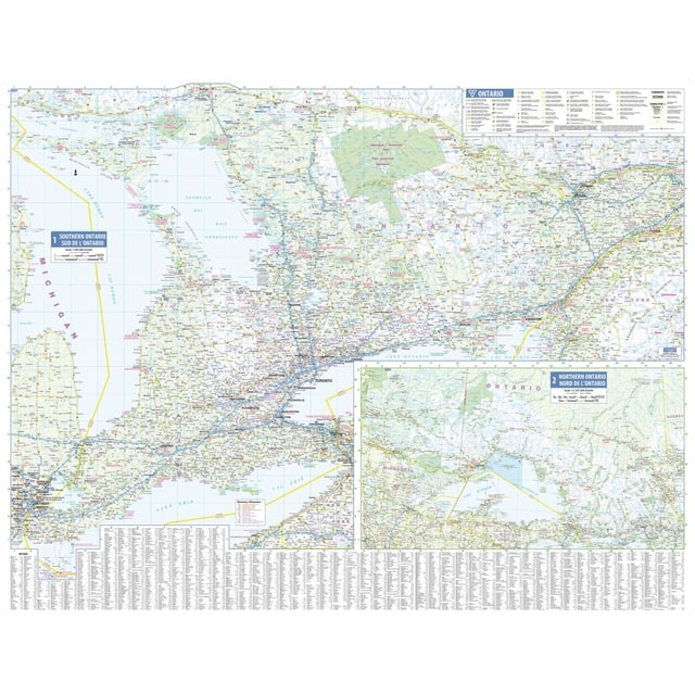 Lucidmap: Ontario Wall Map - South Portion with Northern Ontario Inset - 39.5 x 30.5 inch Poster - Front Lamination