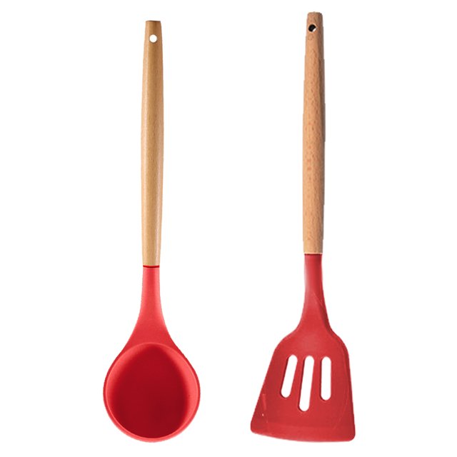 Sistema del utensilio de cocinar del silicón, utensilios de cocina de las PC de los utensilios 2 de la cocina fijados antiadherentes