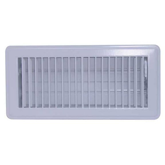 Lay-In Floor Register, 10 in W x 4 in H Opening, White, Steel, One-Way Airflow