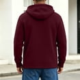 thumbnail image 6 of Fengqque Men's Hooded Color‑Block Jacket Drawstring Full Zip Long Sleeve Casual Outerwear with Chest Pockets Wine M, 6 of 6
