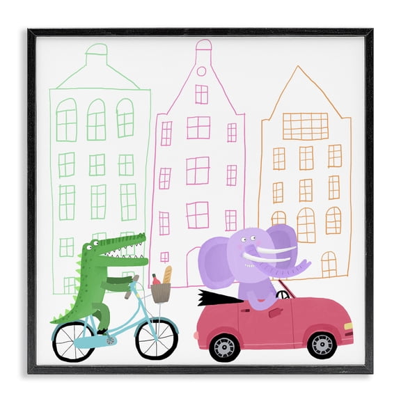 Stupell Industries Modern Amsterdam Buildings & Animals Black Framed Giclee Art, 12 x 12, by Carla Daly