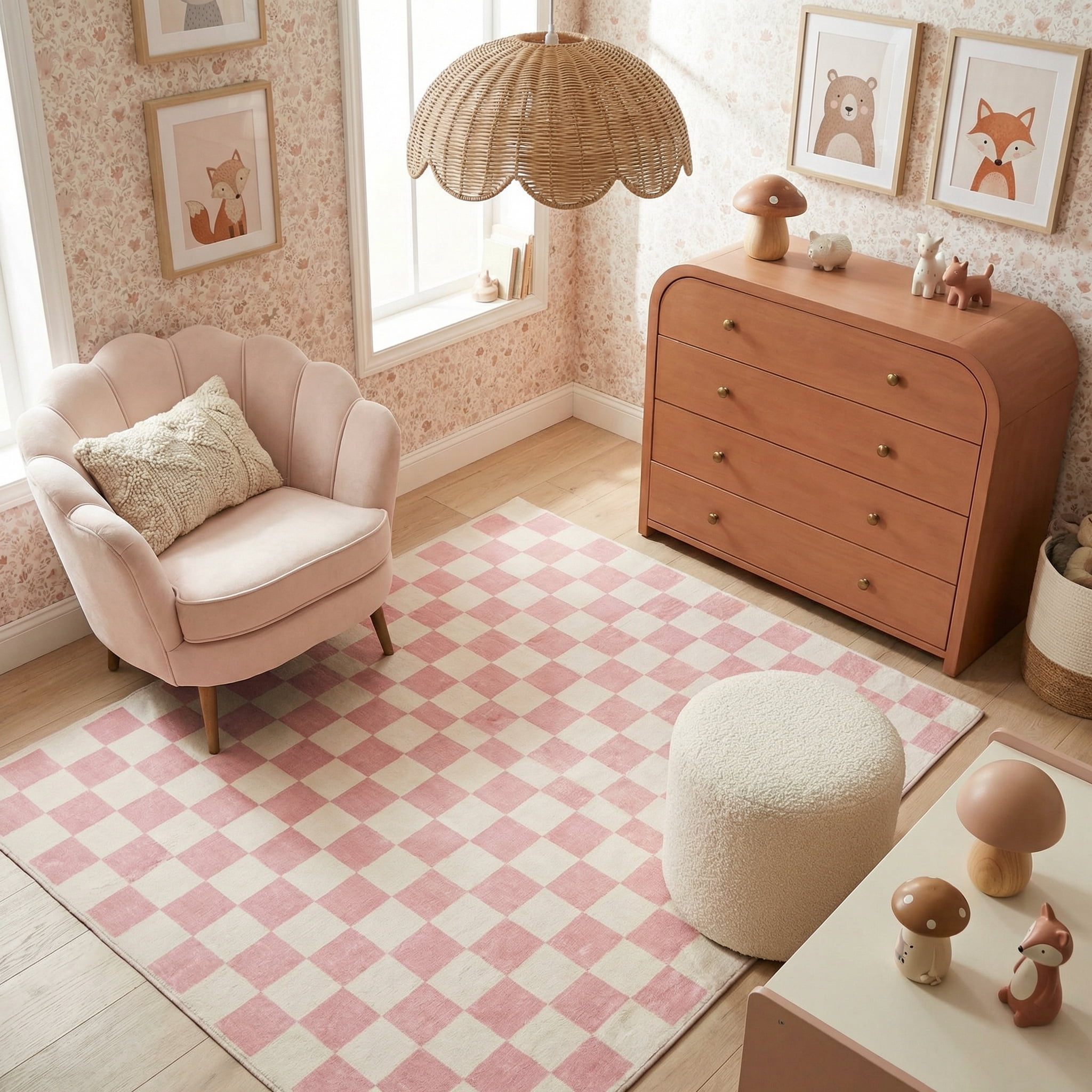 Rug Branch Metro Checkered Blush 8' x 11' (Exact Size: 7'7" 10'10") Geometric Area Rugs, Pink, Contemporary - Living Room, Bedroom, Dining and Kitchen