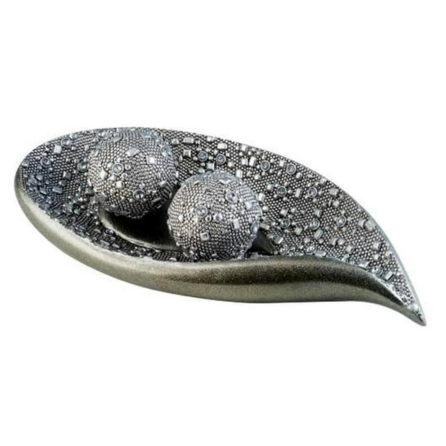 ORE International 19.5''L Silver Twilight Decorative Bowl With Spheres
