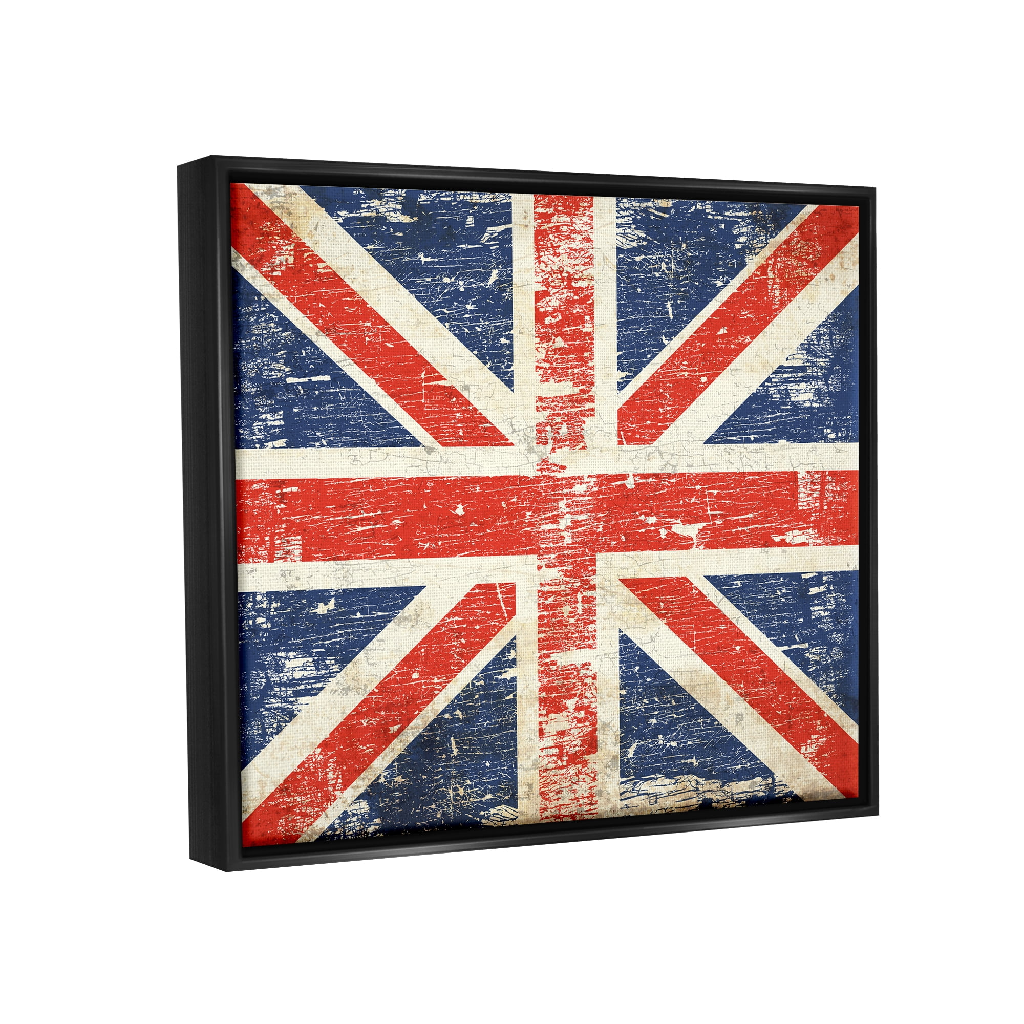 Stupell Industries Rustic United Kingdom Flag Town & City Painting Black Floater Framed Art Print Wall Art, 31 x 25
