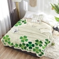 thumbnail image 6 of Sherpa Fleece Throw Blanket Cozy Soft Warm Bed Blankets,St.Patrick''s Day Four Leaf Clover Green Pattern Fuzzy Plush Microfiber Lightweight Blankets All Season for Couch Sofa 40x50IN, 6 of 6