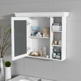 thumbnail image 2 of Tcbosik White Bathroom Mirror Cabinet with 1 Door, Adjustable Shelf, Hidden & Open Storage – 35.5"x28.74" Wall-Mounted MDF Medicine Cabinet for Washroom, Bedroom, or Entryway, 2 of 9
