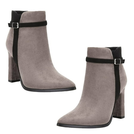 

1 Pair of Women Short Boots Fashion Lady Booties Stylish Chunky Heel Shoes