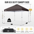 thumbnail image 5 of CROWN SHADES 10x10 Pop Up Canopy Tent with One Push Setup Easy Outdoor Sun Shade for Events, Parties, Camping Coffee, 5 of 8