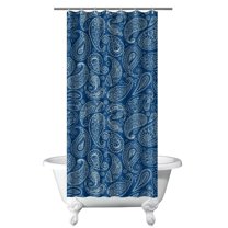 Small Stall Narrow Shower Curtain 36"W x 72"L – Tropical Bohemian Leaves, Mid-Century Abstract Boho Botanical Bathroom Decor, Vintage Floral Palm Leaf Pattern, Rustic Tribal Folk Style