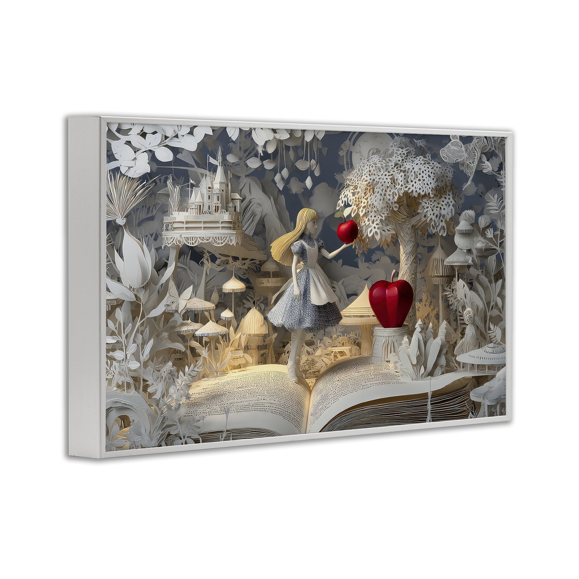 Stupell Industries Fairytale Scene Papercraft White Framed Giclee Art, design by The Wands Want