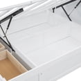thumbnail image 5 of Full Size Hydraulic Platform Bed with Headboard Storage and 2 Drawers, Lift up Storage Bed with Charging Station and LED, Solid Wood Bed Frame for Living Room, No Box Spring Required, White, 5 of 7