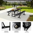thumbnail image 5 of Awayhome 3-Piece 6ft Metal Outdoor Patio Picnic Table Set with 2 Backless Benches&Umbrella Hole,Balck, 5 of 7