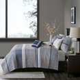 thumbnail image 2 of Gracie Mills Hickman 6 Piece Striped Reversible Jacquard Quilt Set with Throw Pillows - GRACE-6559, 2 of 4