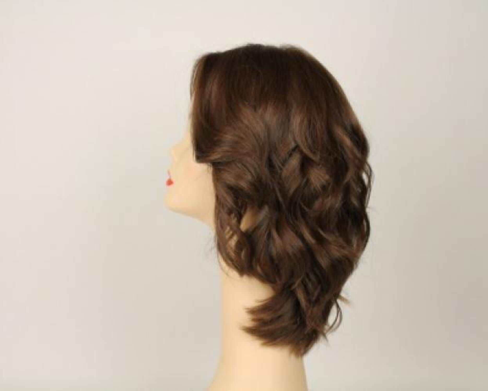 European Human Hair Freeda Wig Shlomit Medium Brown With Highlights Skin Top Size M