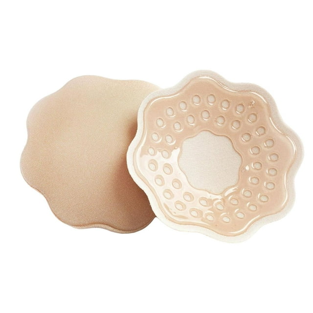 TISHITA 2 Pcs 1 Paire Couvre-Seins Silicone Adhésif Femmes Hommes Robe de Soirée Brun Fleur