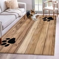 thumbnail image 3 of 4x6 Washable Area Rug, Farmhouse Non-Slip Rectangle Rug for Living Room Office, Cute Animal Claws Brown Retro Wood Texture Board Indoor Accent Floor Mat for Home Decor, 3 of 9