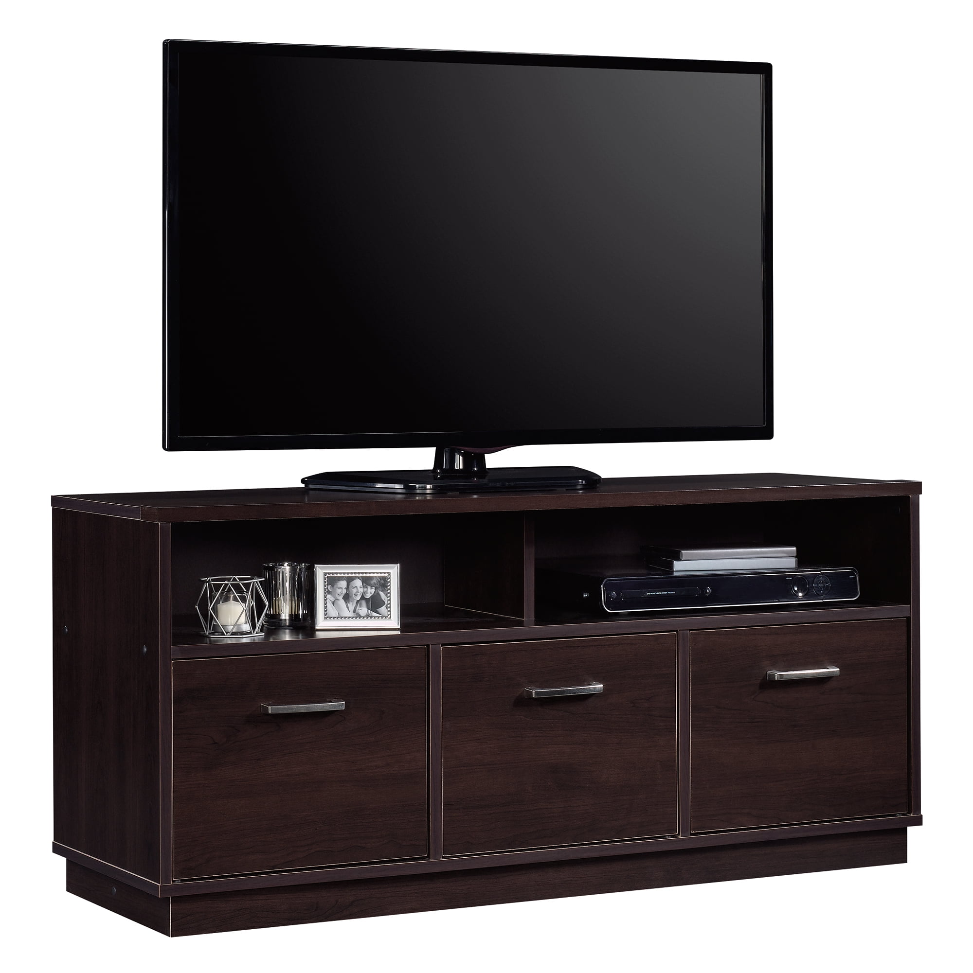 Wood Entertainment Cabinet 4 Finishes 3-Door TV Stand Console for TVs up to 50" 