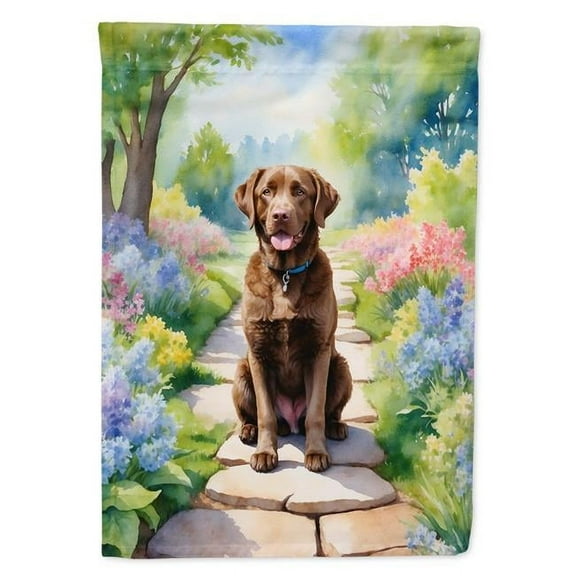 40 x 28 in. Chesapeake Bay Retriever Spring Path House Flag