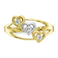 thumbnail image 5 of Solid 10k Yellow Gold Two Toned Triple Heart CZ Cubic Zirconia Ring Band Size 6.5, 5 of 6