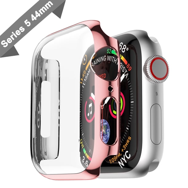 Iclover Apple Watch Series 5 Case Cover With Screen Protector 44mm Accessories Slim Guard Thin Bumper Full Coverage Matte Hard Cover Defense Edge For Women Men New Gen Iwatch Rose Gold