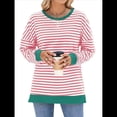 thumbnail image 3 of Sudadera Oversize para Mujer, Verano 2025, Cuello Redondo, Rayas, Larga, Aberturas Laterales, Sudaderas con Capucha Y2K Rosa y M, 3 of 10
