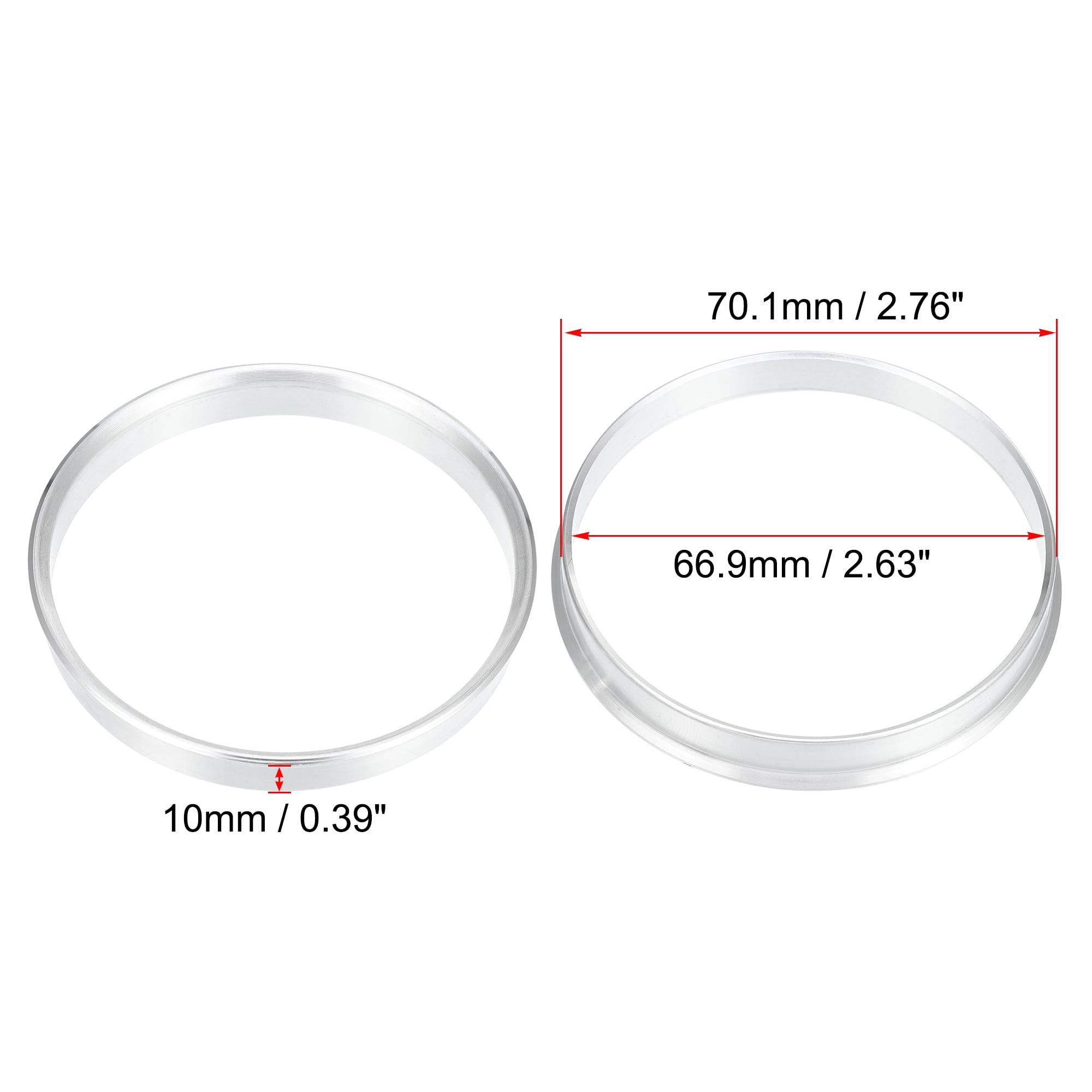 Unique Bargains 4pcs Aluminum Alloy Car Vehicle Hub Centric Rings Silver 66.9-70.1