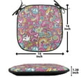 thumbnail image 5 of Groovy Chair Seating Cushion Set of 12, Psychedelic Complex Funky Pastel Patterns with Stars Back to 60s Style Retro, Seat Pads for Office with Anti-slip Backing, 16"x16", Multicolor, by Ambesonne, 5 of 7