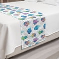 thumbnail image 2 of Owl Bed Runner, Fantasy World Themed Ghost Creatures with Colorful Dots and Stars, Decorative Accent Bedding Scarf for Hotels Homes and Guestrooms, King, Deep Sky Blue Multicolor, by Ambesonne, 2 of 2