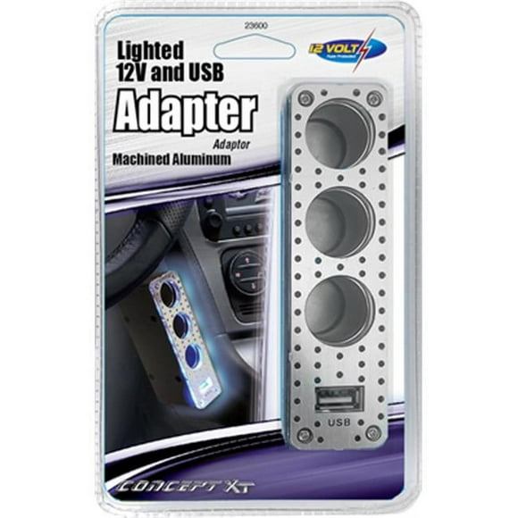 Unique Accessories 23600 Triple Socket With Lighted USB