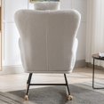 thumbnail image 6 of 35.5" Rocking Chair with Pocket, Soft Teddy Fabric Rocking Chair with Comfy Wing Back, Glider Rocker Chair  with Safe Solid Wood Base for Living Room Bedroom Balcony, White, 6 of 9