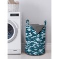 thumbnail image 3 of Camo Laundry Bag, Camouflage Theme in Oceanic Colors Sea Water Inspired Illustration, Hamper Basket with Handles Drawstring Closure for Laundromats, 13" x 19", Slate Blue Baby Blue, by Ambesonne, 3 of 4