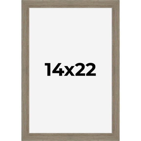 14x22 Frame Gray Barnwood Rustic Solid Wood Picture Frame | 1.5 Inch Moulding Width | Includes UV