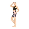 thumbnail image 3 of Women's Athletic Sportswear Solid Bra Top and Patterned Bike Shorts Set in Lotus and Orchid Black Medium, 3 of 5