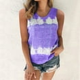 thumbnail image 2 of Baqcunre Tank Top For Women Womens Plus Size Daily Spring Round Neck Sleeveless Tie Dye Print Patchwork Crew Neck Tanks Tops(S 5Xl) Workout Tops For Women Tshirts Shirts For Women Purple L, 2 of 7