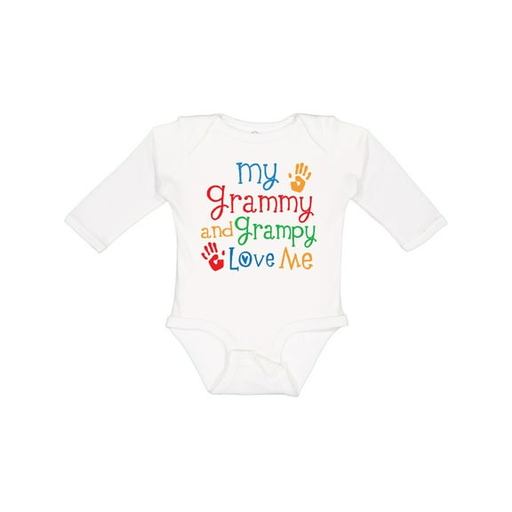 Inktastic My Grammy and Grampy Love Me Boys or Girls Long Sleeve Baby Bodysuit