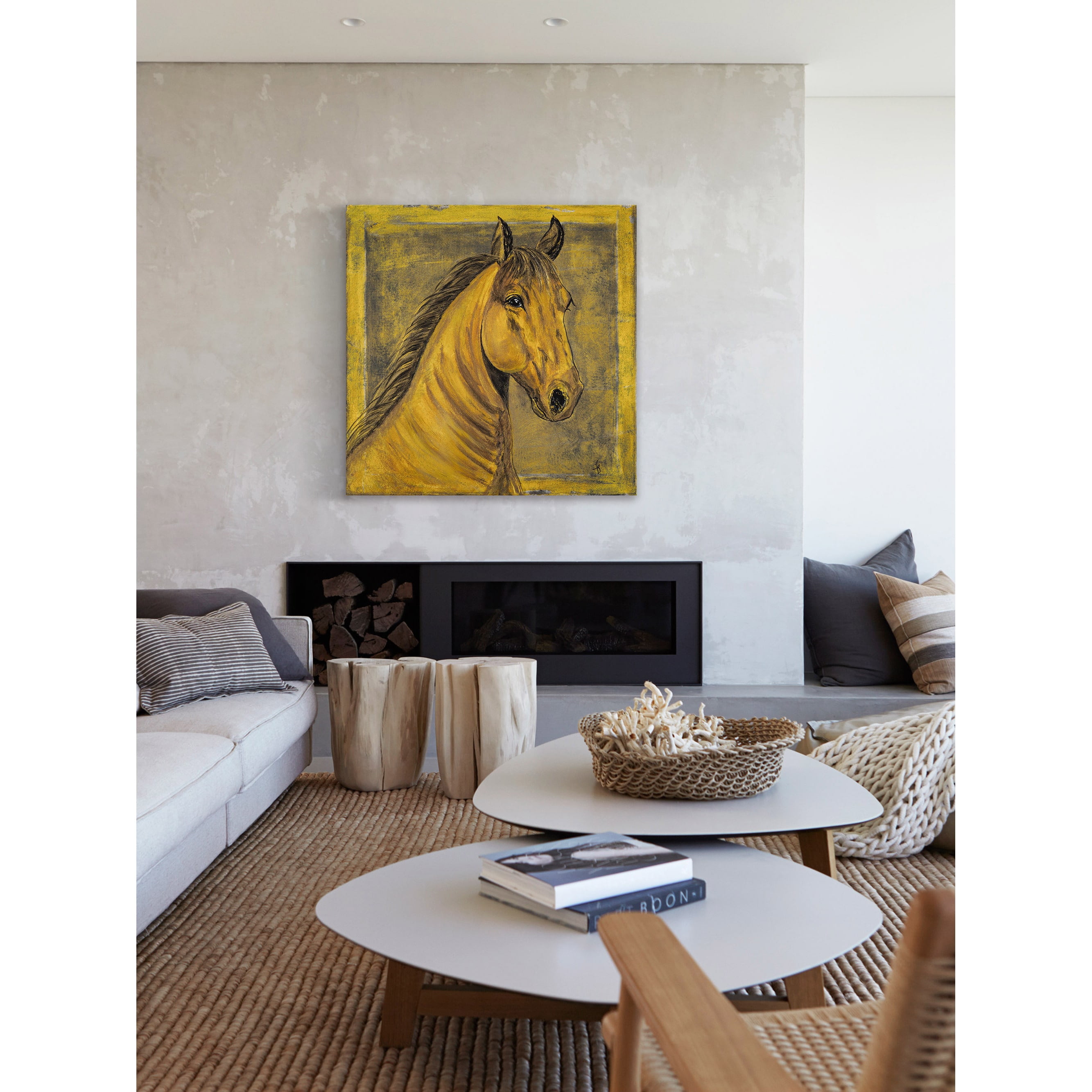 "D'oro Palomino Horse" Painting Print on Wrapped Canvas