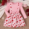 thumbnail image 2 of XEGLSBU Girls Dresses Size 6 Holiday Girls Floral Print Dress Long Sleeves and Layered Skirt Two Piece Casual Party Wear Pink Size 6-7 Years, 2 of 5